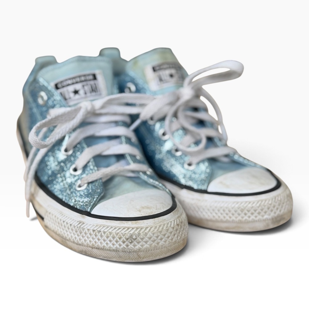 Converse Chuck Taylor All Star Low Top Light Blue Glitter Sneakers A13157C 5.5